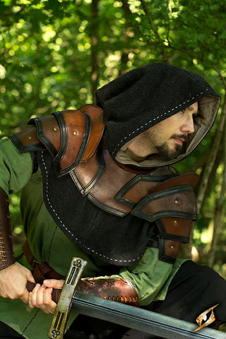 Shoulder Armour & Neck Guard - Brown/Black - Large