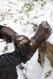 Leather gauntlet right hand - Brown