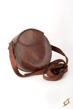 Round Leather Bag - Brown