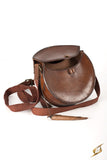 Round Leather Bag - Brown