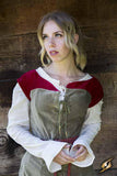 Dress Isobel - Azure Green/Dark Red