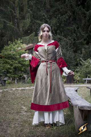 Dress Isobel - Azure Green/Dark Red