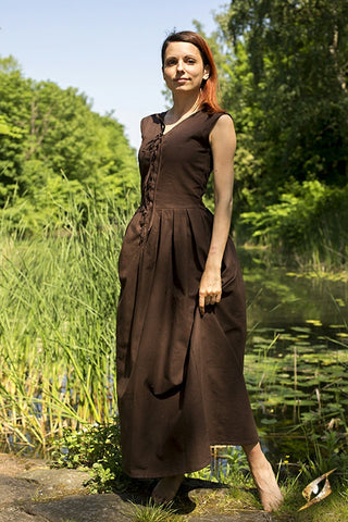 Peasant Dress - Dark Brown