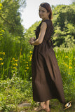 Peasant Dress - Dark Brown