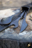 Cutlery w. Leather Hanger - Black