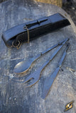 Cutlery w. Leather Hanger - Black