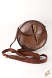 Round Leather Bag - Brown